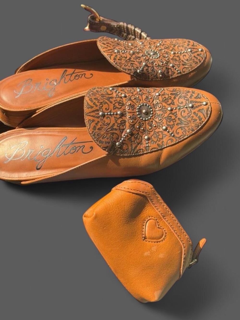 Brighton studded leather clogs & coin purse set